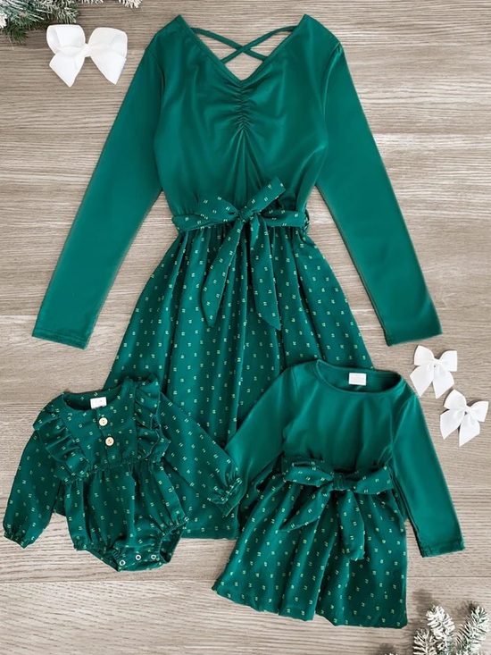 Sparkle In Pink Dresses & Skirts - Emerald Green Matching Family Dress Set